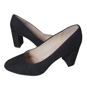 CL by Laundry Heels Size 9.5 Womens Block Heel Shoes Suede Black Business